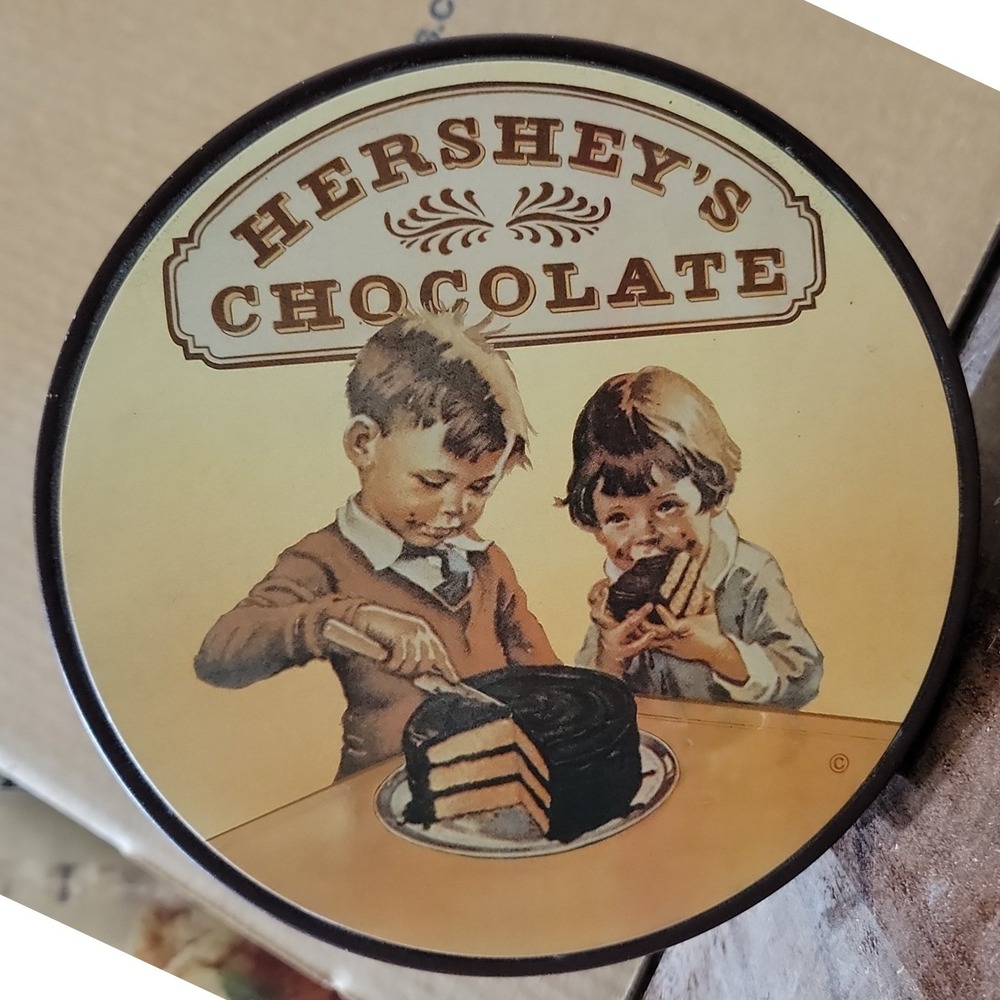 Vintage Hershey's Chocolate Round Tin Collectible Retro Storage Container